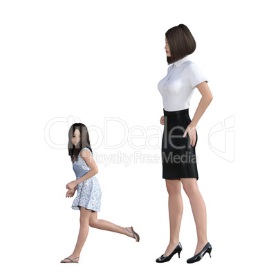 Mother Daughter Interaction of Girl in Trouble Running