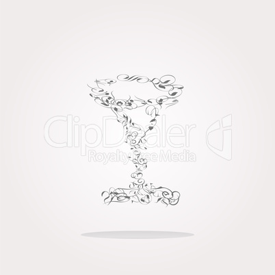 vector Champagne cup icon on internet button isolated on white. Web Icon Art. Graphic Icon Drawing