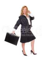 Business woman walking with briefcase.