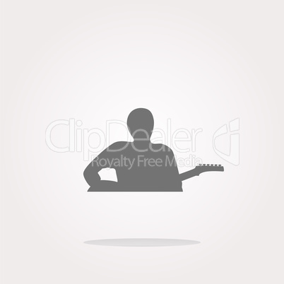 vector guitarist web icon button isolated on white. Web Icon Art. Graphic Icon Drawing