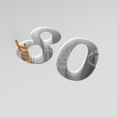 number eighty and ladder - 3d rendering