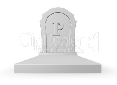 gravestone with letter p - 3d rendering