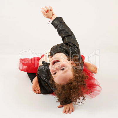 Little Girl Fashion Model With Black Hat