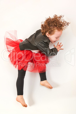 Little Girl Fashion Model With Black Hat