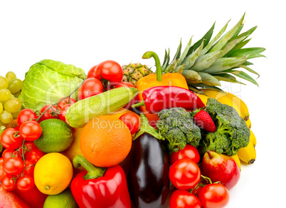 fruits and vegetables isolated on white background