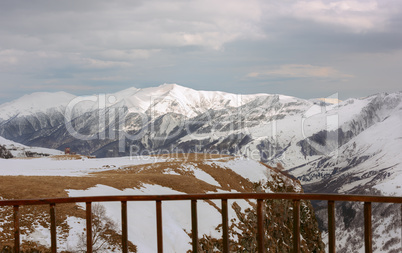 view of the snowy mountains