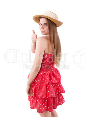 girl showing thumb up