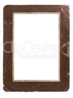 Vintage old cardboard photo frame isolated on white background