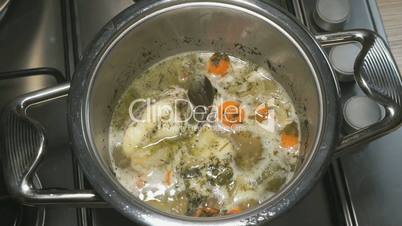 Cooking the Macrourus fish soup