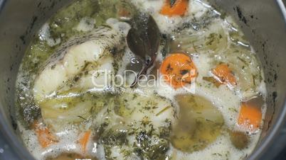Cooking the Macrourus fish soup