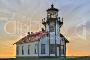 Sunset over Point Cabrillo Light Station State Historic Park, Mendocino County, California