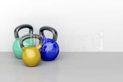 Three kettlebells