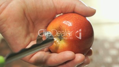 The process of removing the core from apple