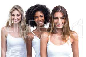 Multiethnic women standing in a line