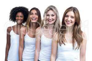 Multiethnic women standing in a line together