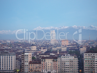 Turin skyline in the morning