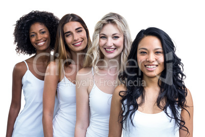 Multiethnic women standing in a line