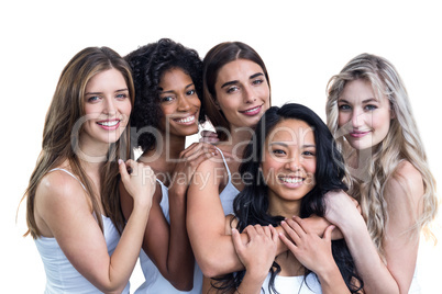 Multiethnic women embracing each other