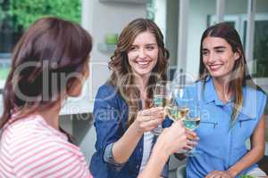 Friends toasting glass of wine