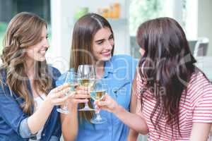 Friends toasting glass of wine