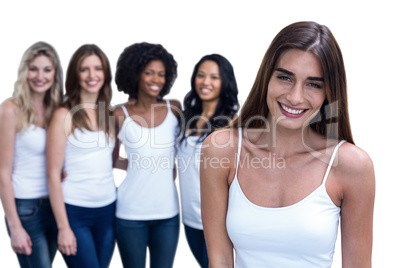 Portrait of brunette woman and multiethnic women