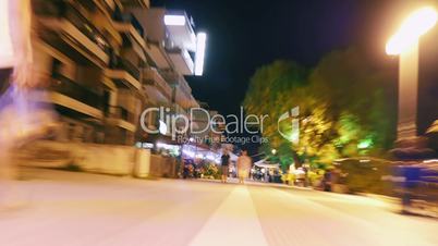 Hyperlapse of moving through the busy night street