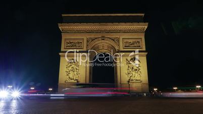 Timelapse of traffic near Triumphal Arch at night