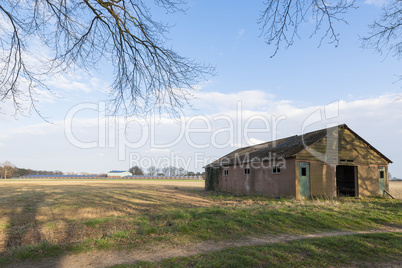 Modern and old barn.