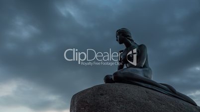 Timelapse of clouds over the Little Mermaid statue