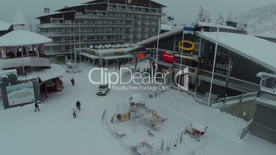 Aerial shot of ski center Ruka in Kuusamo, Finland