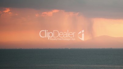 Timelapse of thunderstorm over the sea and city