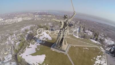 Flying over Mamaev Kurgan in Volgograd, Russia