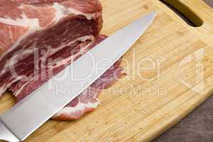Sliced raw meat pork