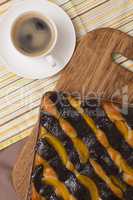 Coffee and cake with poppy seeds and orange