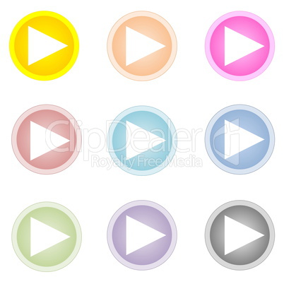 Set of colorful play buttons
