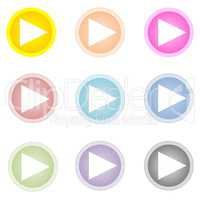 Set of colorful play buttons