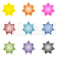 Set of colorful star buttons