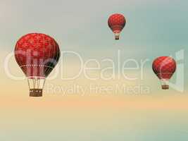 Vintage hot air balloons - 3D render