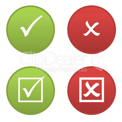 Set of right and wrong symbols icons