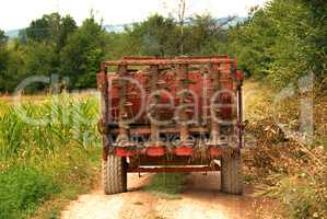 Agricultural machine on rural road