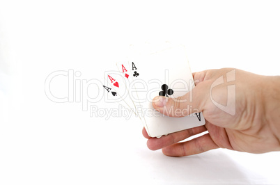 Playing cards in hand