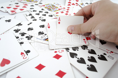 Playing cards in hand