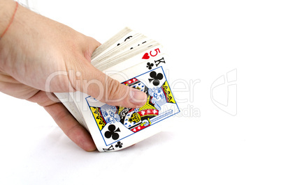 Playing cards in hand