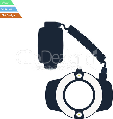 Flat design icon of portable circle macro flash