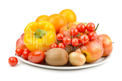 fruits and vegetables isolated on white background