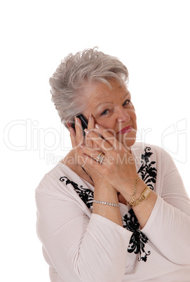 Senior woman talking on her cell phone.