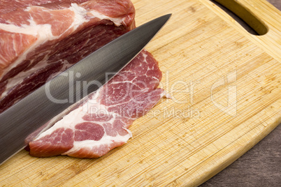 Sliced raw meat pork