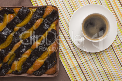 Coffee and cake with poppy seeds and orange