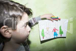 Child shows picture