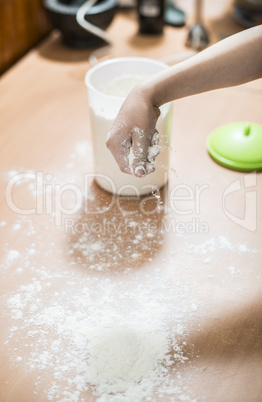 Making bread in a kitchen